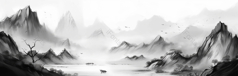 国风黑白水墨手绘插画,插画/手绘图,插画/手绘图库,插画/手绘图下载,插画/手绘